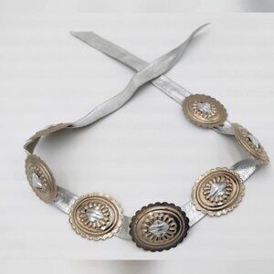 Western Cowboy Cowgirl Silver Sash Concho Tie Belt